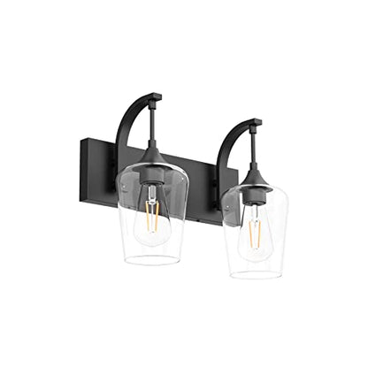 Ralbay Black Vanity Light 2 Lights Industrial Bathroom Light Fixtures Over Mirror with Clear Glass Black Bathroom Wall Mount Lighting Sconce - color: Black, size: 14 inch