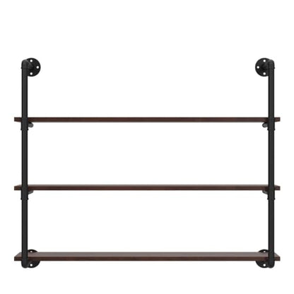 Industrial Pipe Shelves With Wood Planks,Rustic Pipe Shelving Wall Shelf | Metal Pipe Solid Pine Wood,Easy to Assemble,Wooden Board Thickness 0.78 In,For Bar Farmhouse Kitchen Office Bathroom,Bedroom - color: 3-layer, size: 42in