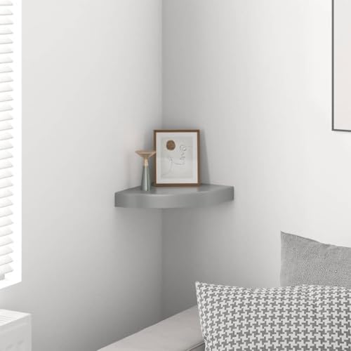 Floating Corner Shelf MDF Wall Mount for Bathroom, Weather Resistant, 9.8" x 9.8" x 1.5"