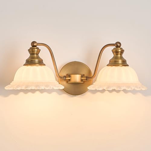 XIEDUN White 2 Light Vanity Lights for Bathroom Vanity Light Fixtures - color: Brass and White, size: 2 Light