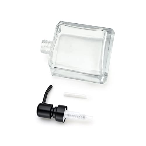 Square Clear Glass Dish Soap Dispenser, Antique Refillable Hand Soap Dispenser with Rust Proof Black Stainless Steel Pump, 13.5 oz Lotion Dispenser for Bathroom Vanity, Kitchen Countertop - color: Black, size: 13.5oz-Square