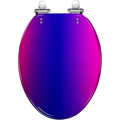 Elongated Toilet Seat Purple pink Resin Toilet Seat Slow Quiet Close with Quick-Release Hinges Toilet Seat with Cover Easy to Clean Install - color: Multi8, size: 19.5"x14.5"