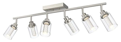 MELUCEE 5-Color Temperature 6 Light LED Track Lighting Kit Brushed Nickel | LED Track Lighting Fixtures Ceiling Spotlighting Vanity Lights with Flexibly Rotatable Light Head, Built-In LED Chips - color: Brushed Nickel, size: 6 Lights