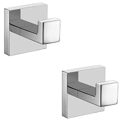 Nolimas Towel Hook Stainless Steel Bathroom Rustproof Clothes Towel Coat Hook Wall Mounted Square Toilet Kitchen, Heavy Duty Door Hanger, 2 Pack, Chrome Polished - color: Chrome Polished, size: 2 Pack