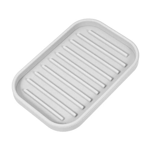VOCOSTE Silicone Soap Dish, Light Gray, 13.5x9cm | Soap Cleaning Storage, Keep Soap Dry, For Home Bathroom Kitchen - color: Light Gray