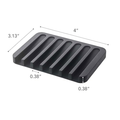 YAMAZAKI Home Flow Soap Tray - Silicone Holder Dish for Sink - Silicone | Sloped base directs water back into the sink to keep counters dry. Easy-to-clean design requires no assembly. Saves space.
