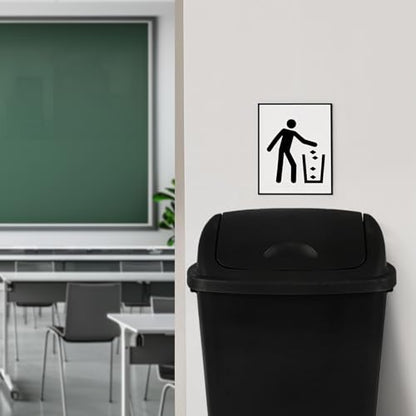13 Gallon Swing-Top Trash Can, 4-Pack | Black Waste Basket Set, Commercial Garbage Bin for Kitchen, Garage, Outdoor, School, Fits 13 Gal Liners - size: 13 Gallon