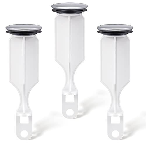 Enhon 2 Hole Pop Up Stoppers, Chrome Bathroom Sink Stopper fits Most Pop Up Drain Design, 4-1/2 Inch Tall, 1-3/8 Inch Cap Diameter, with Gasket Seal, Compatible with PF WaterWorks PF0240 (3 Pack)