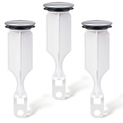 Enhon 2 Hole Pop Up Stoppers, Chrome Bathroom Sink Stopper fits Most Pop Up Drain Design, 4-1/2 Inch Tall, 1-3/8 Inch Cap Diameter, with Gasket Seal, Compatible with PF WaterWorks PF0240 (3 Pack)