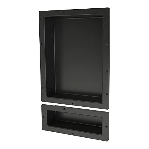 Redi Niche Double Recessed Shower Shelf – Black, Two Shelves, 16-Inch x 26-Inch x 4-Inch - size: 26" H x 16" W, style: 2 Shelves