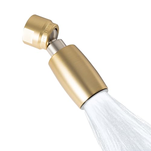 High Sierra® - CLASSIC™ Solid Lead-Free Metal 1.8 GPM Award Winning. Low Flow Shower Head. Patented Nozzle Never Clogs - Brushed Gold Finish - color: Brushed Gold w/ Nylon Insert, size: 1.8 GPM