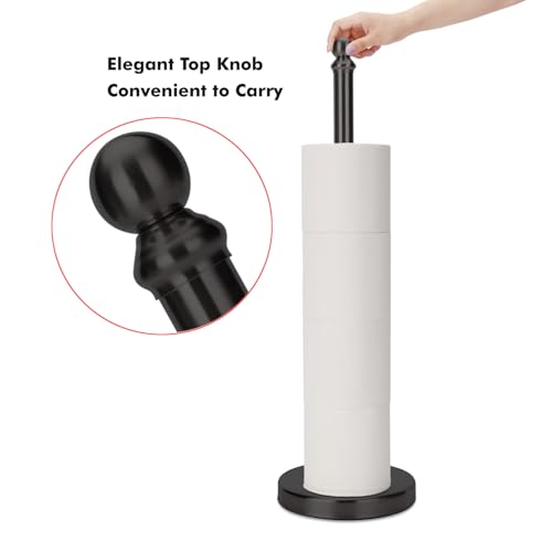 Toilet Paper Holder Stand Holding Up to 5 Paper Rolls, Free-Standing Spare Rolls Storage Holder, Stainless Steel (Black) - color: Black