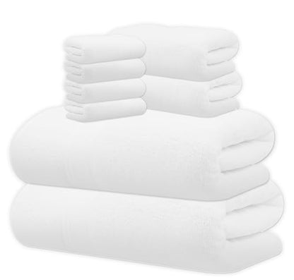 ELITE 8-Piece Zero Twist Cotton Bath Towel Set – 100% Cotton Luxury Towels – Ultra Soft, Fluffy & Absorbent – Quick Dry, Durable & Fade Resistant – Spa Quality Bath, Hand & Washcloth Set (White) - color: White