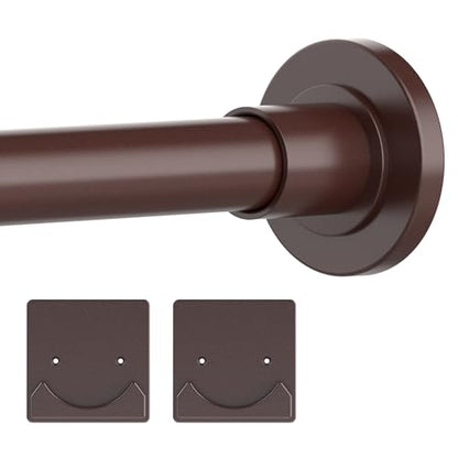 Thestoa Bronze Tension Shower Curtain Rod, 30-56 Inches with Holders | Includes adhesive holders, rustproof stainless steel, no-drilling spring tension for bathroom, closet & window - color: Bronze, size: 30"-56"