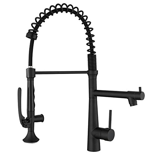 Matte Black Kitchen Faucet with Sprayer,AIMADI Commercial Single Handle | One Hole Pull Down Sprayer Kitchen Faucets - color: Matte Black, style: Commercial