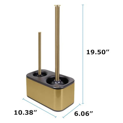 Blue Donuts Toilet Brush and Plunger Set with Holder, Sleek Minimalist Modern Gold Bathroom Accessories Toilet Plunger and Toilet Bowl Brush Combo - color: Gold