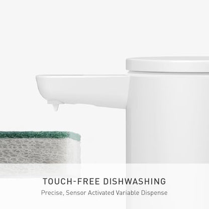 simplehuman Liquid Sensor Pump with Caddy, 9 oz Automatic Soap Dispenser for Kitchen and Bathroom, Touchless Motion Sensor, Variable Dispense, Rechargeable, High-Grade White Steel - color: White, style: 9 Oz. w/ Caddy