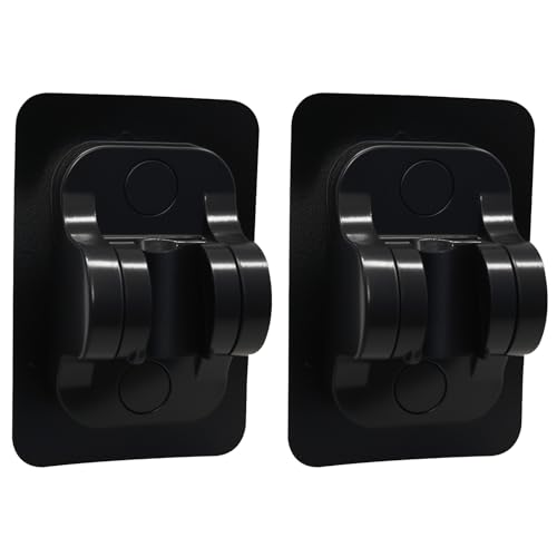 2 Pack Strong Adhesive Shower Waterproof Handheld Shower Holder Adjustable No Drilling Wall Mount Bracket, No Drilling Holder for RV Bathroom (Matte Black) - style: Black
