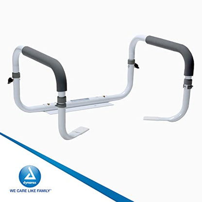 Dynarex Toilet Safety Rail, Attaches to Your Toilet to Provide Safe Support for Sitting and Standing with Padded Arms, Adjustable Width & Weight Capacity of 300 pounds, White, 1 Toilet Safety Rail