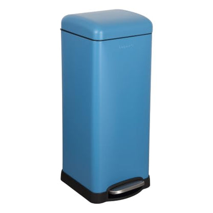happimess Betty 8 Gal Step Trash Can Soft-Close Lid, Bright Cobalt Blue | Removable Liner, Semi-Rectangular, Steel Pedal, Iron Powder Coated, 27" Height, Non-Skid Base - color: Bright Cobalt Blue