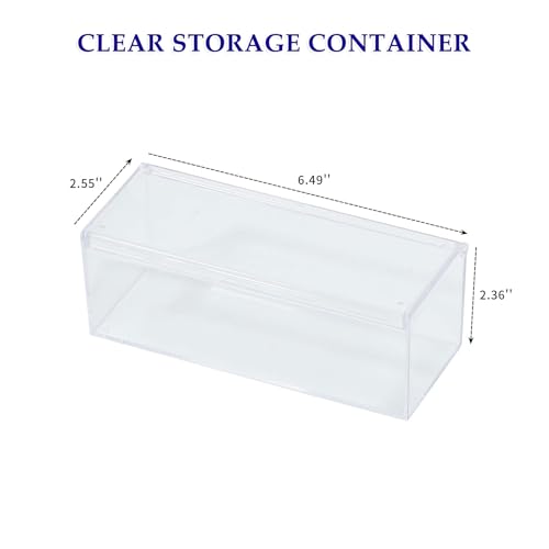 3 Pack Qtip Organizer Container with Lid, Clear, Plastic | Bathroom Vanity Storage Canister, For Cotton Swabs and Balls, Makeup Sponges, Floss Picks, For Countertop, Desk Drawer