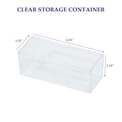 3 Pack Qtip Organizer Container with Lid, Clear, Plastic | Bathroom Vanity Storage Canister, For Cotton Swabs and Balls, Makeup Sponges, Floss Picks, For Countertop, Desk Drawer