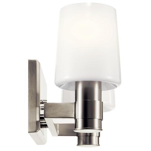 Kichler Adani 2-Light Bathroom Vanity Light, Brushed Nickel | Modern vanity light with opal glass for bathrooms and powder rooms (14.5" x 8.25"), 55175NI - color: Brushed Nickel, size: 14.5"