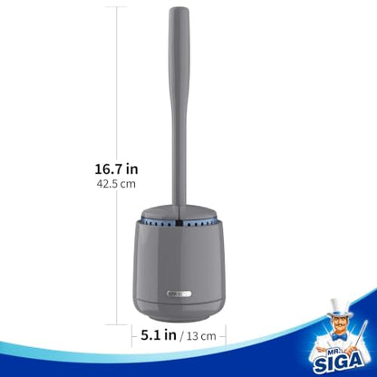 MR.SIGA Toilet Bowl Brush and Holder, Sturdy Long Handle, Gray, 12 Pack - color: Gray, size: One Size (Pack of 12)