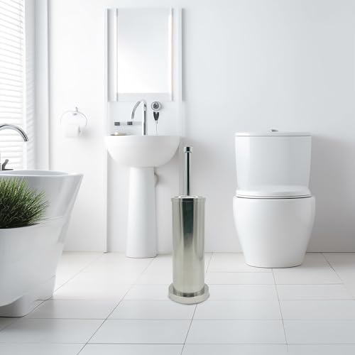 Silver Chrome Toilet Bowl Brush with Holder with Removable Plastic Liner, Durable Bathroom Cleaning Tool, Bathroom Cleaner Brush for Efficient Cleaning and Hygiene - color: Chrome(mbb4803)