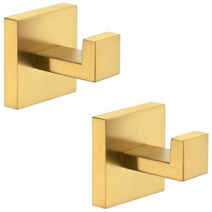 Angle Simple Bathroom Towel Hook Brushed Dark Gold, Square Robe Hook 2 Pack | SUS304 Stainless Steel, Robe Coat Clothes Holder for Kitchen Laundry Garage, Screw Wall Mount - color: Brushed Dark Gold, size: 2 Pack