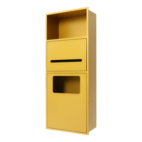Recessed Toilet Paper Holder, Stainless Steel Shower Niche, Recessed Wall Niche, in-wall Trash Bin Cabinet, Toilet Storage Cabinet with Trash Can, Gold - color: Gold With Trash Can