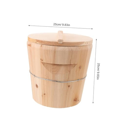Wooden Towel Warmer Bucket with Lid 25x25x25cm Large Capacity Heated Towel Steamer Barrel for Bathroom Sauna Spa Home Use