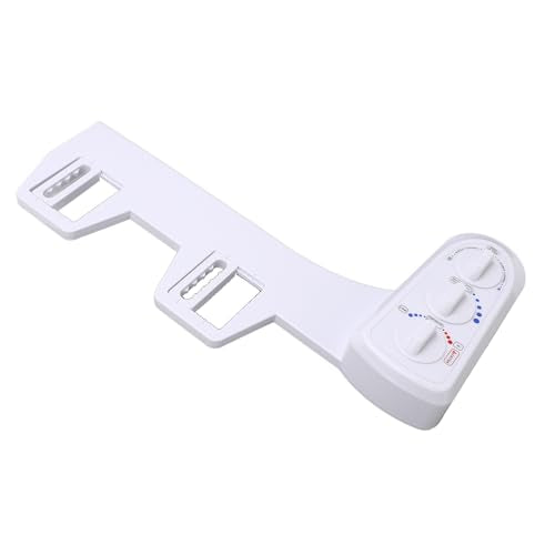 Bidet Toilet Attachment Spray Hot Cold Fresh Water Dual Nozzle Non Electric Mechanical Adjustable Water Pressure Temperature Bathroom Seat for Standard Toilets White 17.3 x 8.1