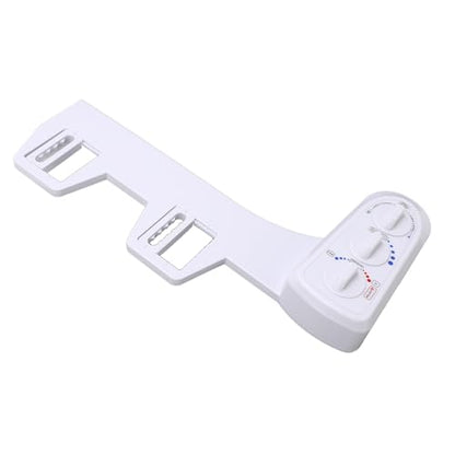 Bidet Toilet Attachment Spray Hot Cold Fresh Water Dual Nozzle Non Electric Mechanical Adjustable Water Pressure Temperature Bathroom Seat for Standard Toilets White 17.3 x 8.1
