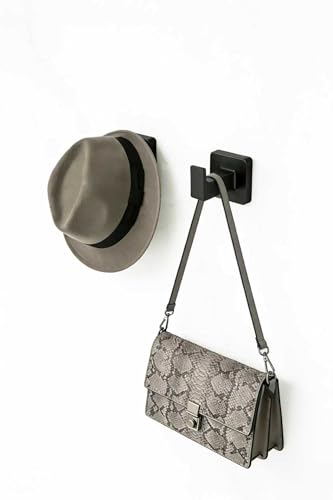 Matte Black Square Wall Hanger, Towel Hanger, Wall Mounted, Bathrobe Hook Kitchen Hooks 2 Bathroom Hooks - color: Matte Black 2