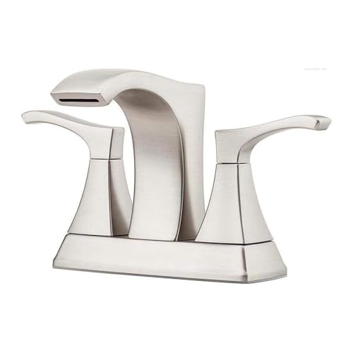Pfister Venturi Bathroom Sink Faucet 4 in Centerset 3 Hole Double Handle Brushed Nickel Vanity Faucet with Push & Seal Drain TiteSeal Technology WaterSense Certified LF048VNGS - color: Spot Defense Brushed Nickel, size: 4 Inches