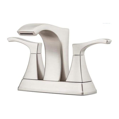Pfister Venturi Bathroom Sink Faucet 4 in Centerset 3 Hole Double Handle Brushed Nickel Vanity Faucet with Push & Seal Drain TiteSeal Technology WaterSense Certified LF048VNGS - color: Spot Defense Brushed Nickel, size: 4 Inches