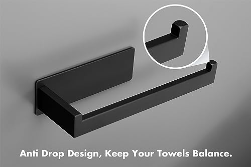 Hand Towel Holder, Strong Self Adhesive Hand Towel Ring, Thicken SUS304 Stainless Steel Hand Towel Bar/Rack, No Drilling Modern Hand Towel Hanger (Matte Black, 2 Pack 9 in) - color: Matte Black, size: 2 Pack 9 In
