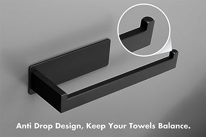 Hand Towel Holder, Strong Self Adhesive Hand Towel Ring, Thicken SUS304 Stainless Steel Hand Towel Bar/Rack, No Drilling Modern Hand Towel Hanger (Matte Black, 2 Pack 9 in) - color: Matte Black, size: 2 Pack 9 In