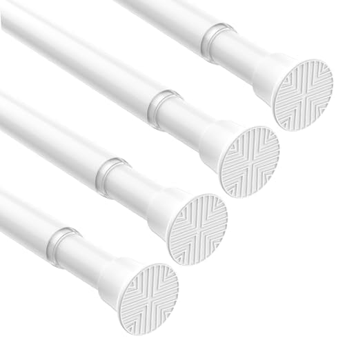 4Pcs Spring Tension Curtain Rod 16-37 Inch,White Shower Curtain Rod | Spring Loaded Curtain Rod No Drilling, Adjustable Tension Rod for Windows Bedroom Bathroom Doorway Closet - color: White, size: 16-37 inch-4pcs