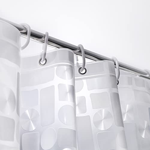 NTBAY EVA Shower Curtain Liner, 72 x 72, 6 Gauge, Semi Clear Water Cube | Water-repellent EVA Liner with 3 Bottom Magnets, 12 Reinforced Grommets, and 12 Plastic Hooks - color: Clear Geometric, size: 72"W x 72"L (Pack of 1)