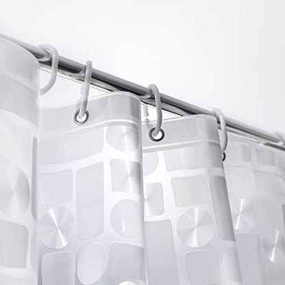 NTBAY EVA Shower Curtain Liner, 72 x 72, 6 Gauge, Semi Clear Water Cube | Water-repellent EVA Liner with 3 Bottom Magnets, 12 Reinforced Grommets, and 12 Plastic Hooks - color: Clear Geometric, size: 72"W x 72"L (Pack of 1)
