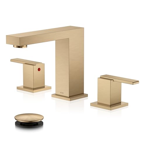 Champagne Bronze Widespread Bathroom Faucet 3 Hole Vanity Faucet | Bathroom Sink Faucet with Pop Up Drain & Supply Lines, Lead-Free cUPC & NSF Certified, 8 Inch Faucet for Vanity Restroom Sink - color: Champagne Bronze