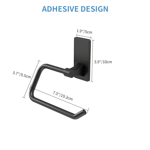 Towel Ring, Bathroom Hand Towel Holder,Metal Towel Hangers Wall-Mounted Hand Towel Rack for Bathroom, Easy to Adhesive, Matte Black - color: Matte Black, size: C-Shape(1-pack)