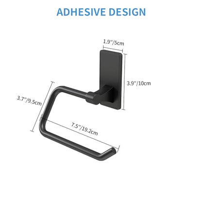 Towel Ring, Bathroom Hand Towel Holder,Metal Towel Hangers Wall-Mounted Hand Towel Rack for Bathroom, Easy to Adhesive, Matte Black - color: Matte Black, size: C-Shape(1-pack)