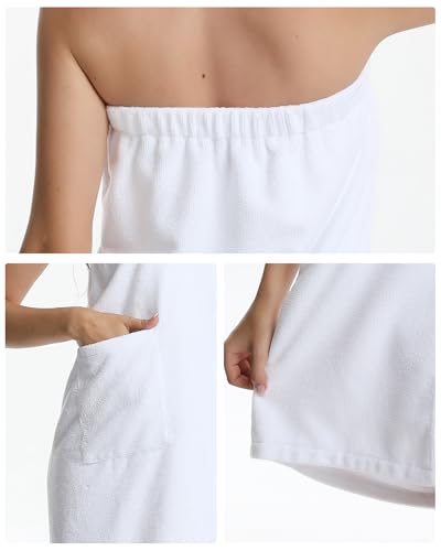Lightweight Waffle Bath Towel Wraps for Women after Shower | Soft, Knee Length, Adjustable Closure, Thin Robe Body Bathrobes with Pocket for Spa, Gym, Sauna, Beach & Pool - color: 3 Pack Bath Robe After Shower for Women White