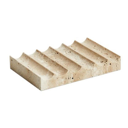 Luxury Travertine Soap Dish Marble Jewelry Ring Tray - Rectangle Marble Soap Tray & - Self Draining Soap Holder for Bathroom, Kitchen, Beige Travertine - color: Beige Travertine
