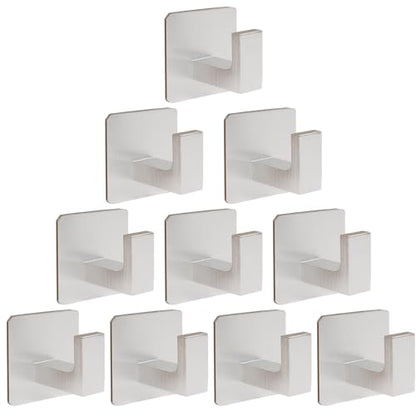 Bath Towel Hooks,10 Pack Self Adhesive Square Coat Hooks, Sturdy No Drilling Robe Hook, Heavy Duty Aluminum Clothes Hanger, Wall Hooks for Bathroom Bedroom Kitchen (2 in, Silver) - color: Sliver, size: 10 Pack