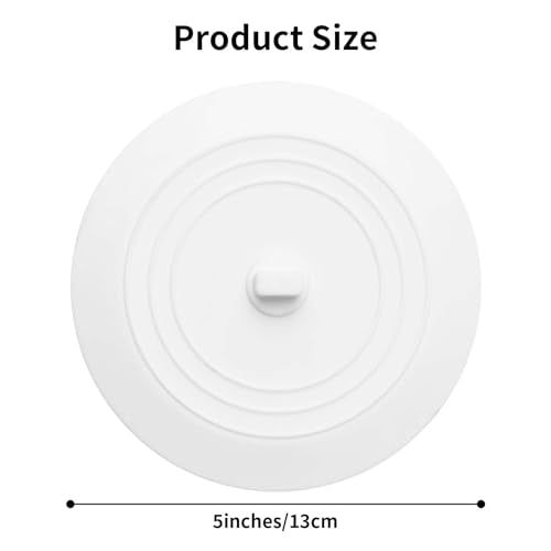 Vaincre 2PCS 5" Universal Silicone Bathtub Drain Stopper with Suction Seal | White, Leak Proof, Hair Trapping, Universal Fit, For Tub Sink Laundry Drain, Bathroom Kitchen Use, Easy Clean - color: White+white