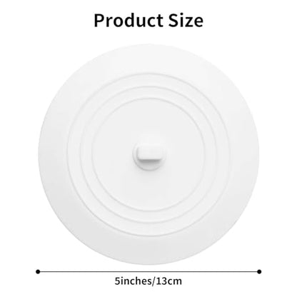 Vaincre 2PCS 5" Universal Silicone Bathtub Drain Stopper with Suction Seal | White, Leak Proof, Hair Trapping, Universal Fit, For Tub Sink Laundry Drain, Bathroom Kitchen Use, Easy Clean - color: White+white